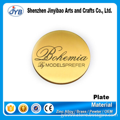Zinc alloy type and metal material custom gold color label for jewelry